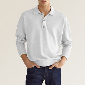 Polo da uomo a maniche lunghe con risvolto casual casual