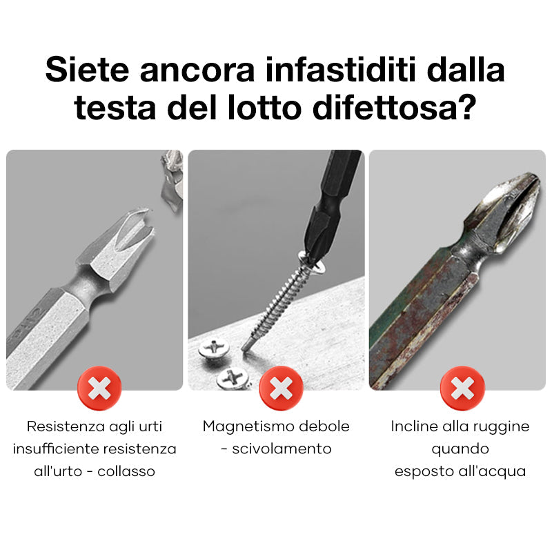 D1 Bit antiscivolo e antiurto con bit per cacciavite a croce