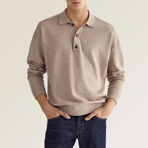 Polo da uomo a maniche lunghe con risvolto casual casual