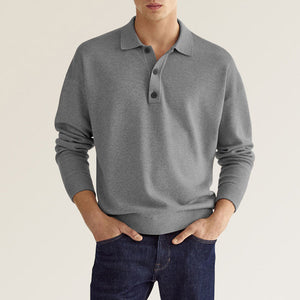 Polo da uomo a maniche lunghe con risvolto casual casual