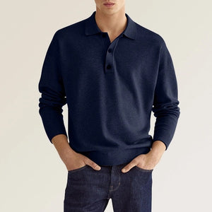 Polo da uomo a maniche lunghe con risvolto casual casual