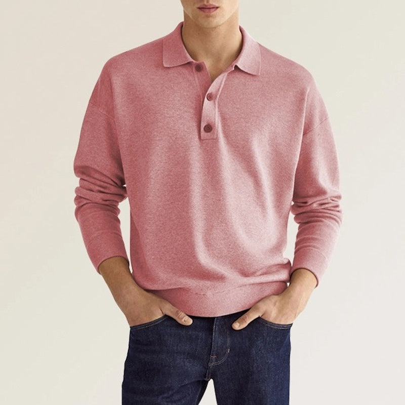 Polo da uomo a maniche lunghe con risvolto casual casual