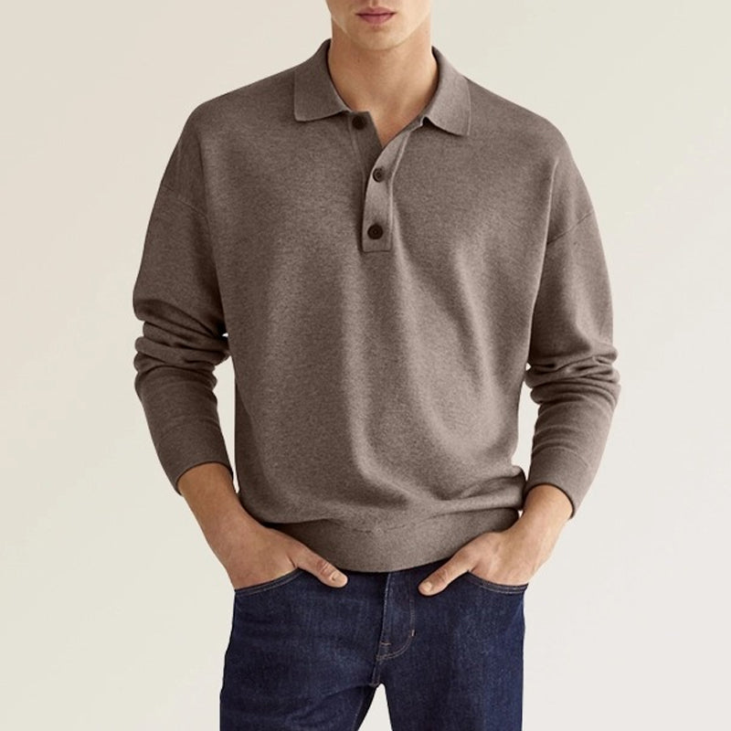 Polo da uomo a maniche lunghe con risvolto casual casual