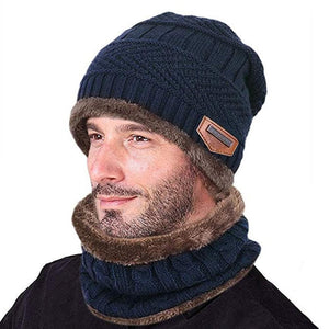 Caldo cappello lavorato a maglia con sciarpa (donna e uomo)