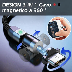 Design 3 IN 1 Cavo magnetico a 360 °