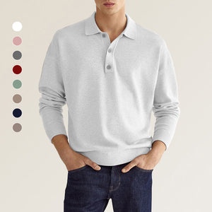 Polo da uomo a maniche lunghe con risvolto casual casual