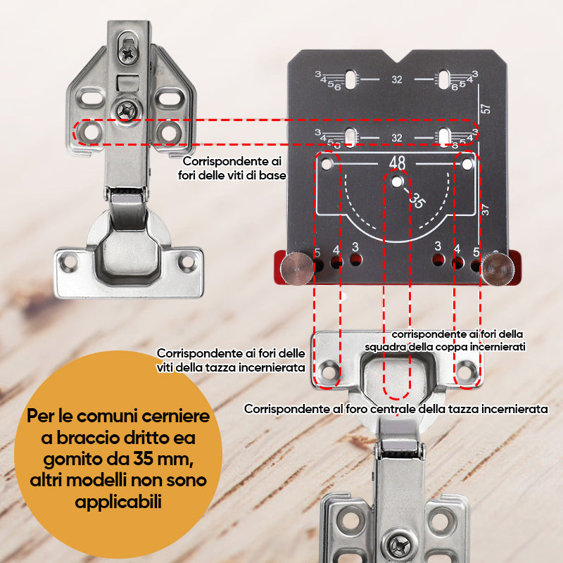 Localizzatore di punzoni per cerniere da 35 mm