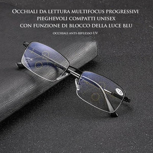 Occhiali da Lettura Pieghevoli Multifocus Anti Luce blu