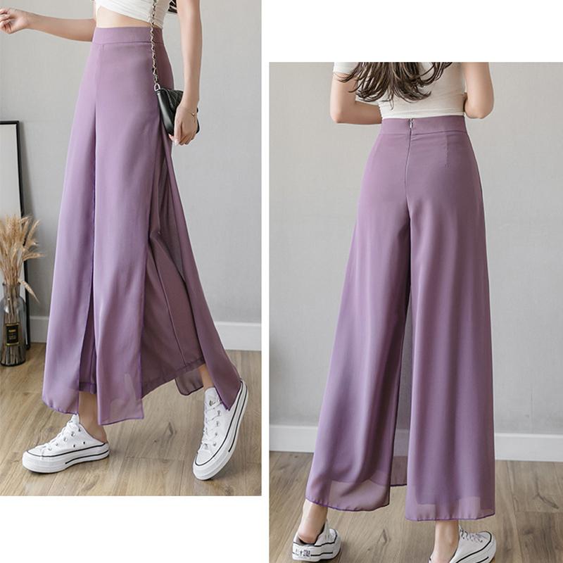 Pantaloni in chiffon di seta ghiaccio con gambe larghe