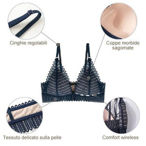 Reggiseno in pizzo con fibbia frontale traspirante