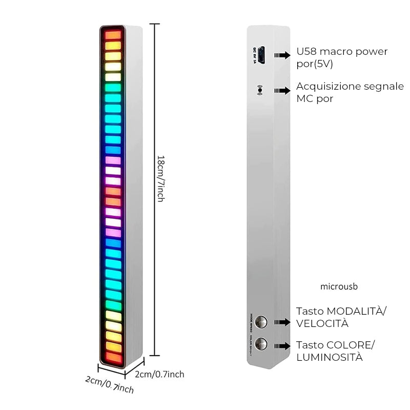 Barra luminosa RGB attivata dal suono wireless