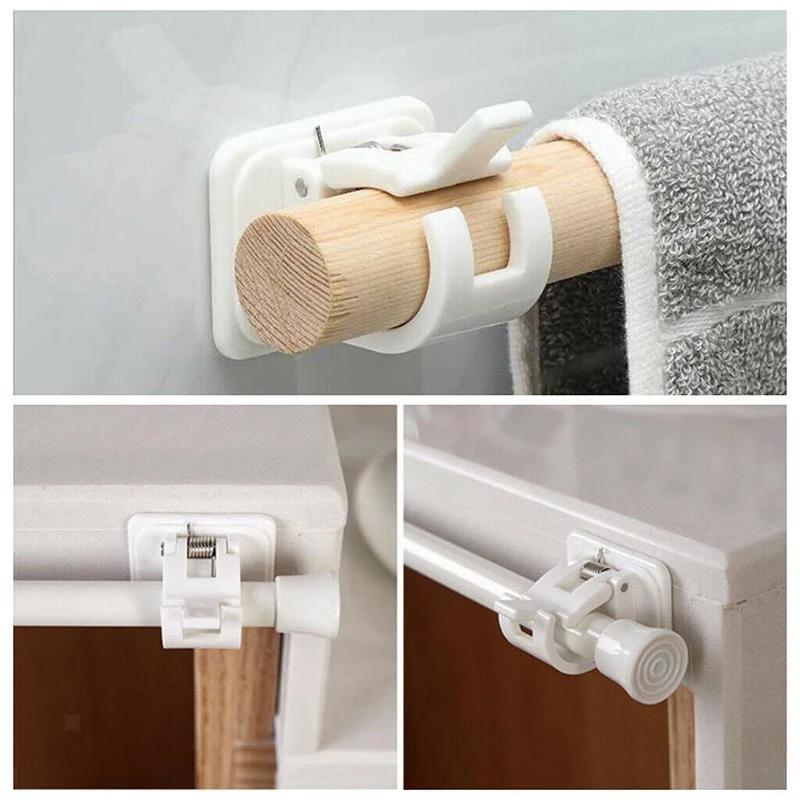 Acquista 2/4pcs Supporto per asta di tenda regolabile senza chiodi Ganci  per morsetto Supporti per staffa per asta Adesivo per parete Clip fissa  Gancio per cremagliera