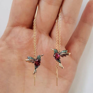 Orecchini eleganti da donna con strass colibrì