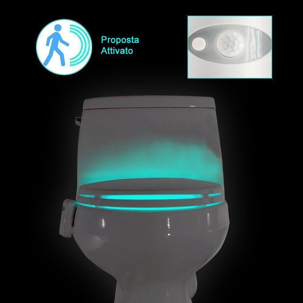 La luce da notte in bagno con 16 colori e sensori di movimento - oseletti