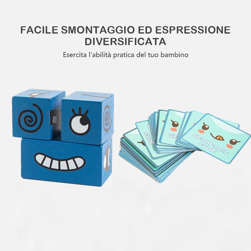 Cubi in Legno Multicolore con Espressione Divertente