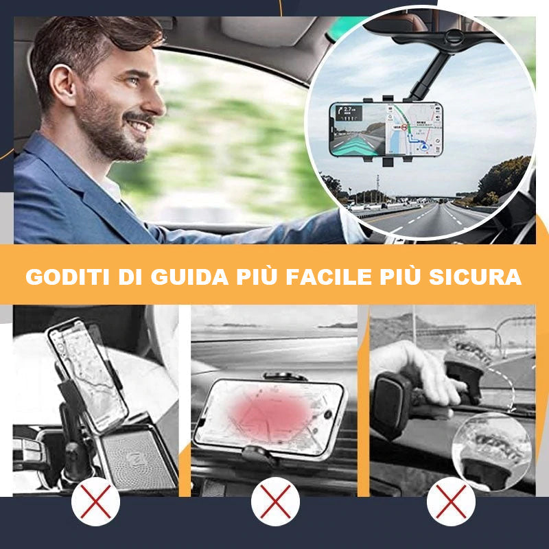 Portacellulare da auto girevole e retrattile